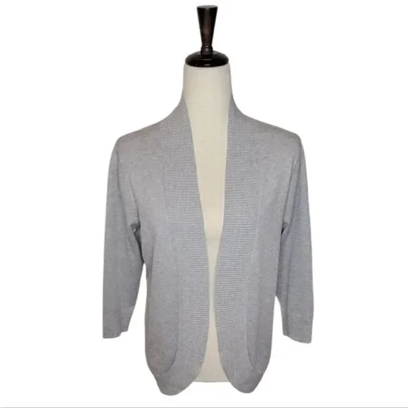 Covington Light Gray 3/4 Sleeve Open Cardigan Size M - Picture 2 of 6